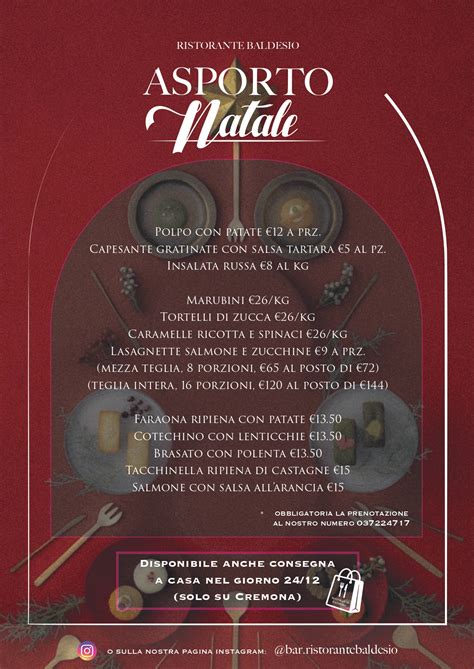 MENU ASPORTO NATALE RISTORANTE BALDESIO Società Canottieri Baldesio