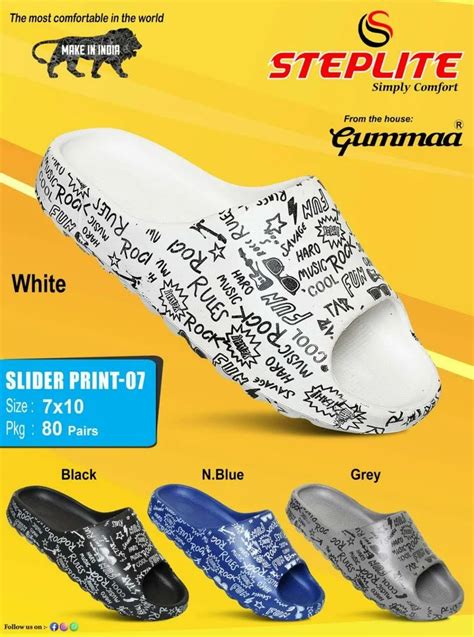 EVA Color White Slider Print 07 Steplite Men Flip Flop Slipper At Best