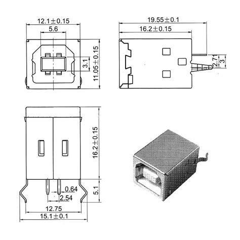 Usb Type B Female 4 Pin Straight Socket Port Printer Dymo Diy Repair