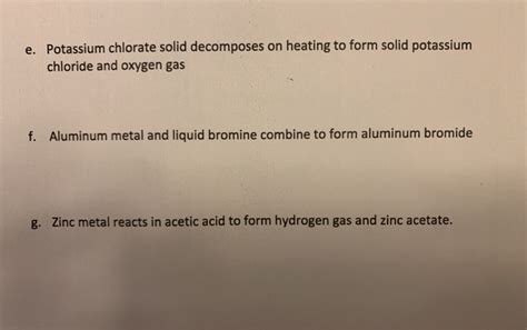 Solved E Potassium Chlorate Solid Decomposes On Heating To Chegg