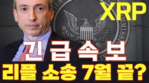 리플 Xrp 긴급속보 리플 소송 7월 끝 Youtube