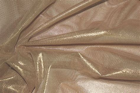 Nude Gold Metallic Fog Foil Stretch Sheer Mesh Fabric