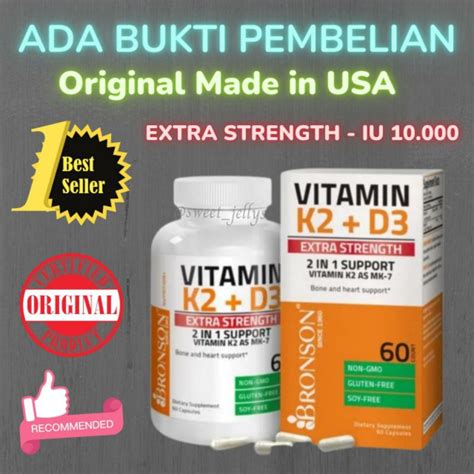 Jual Bronson Vitamin Extra Strength Vitamin K2 Mk 7 Plus Vitamin D3