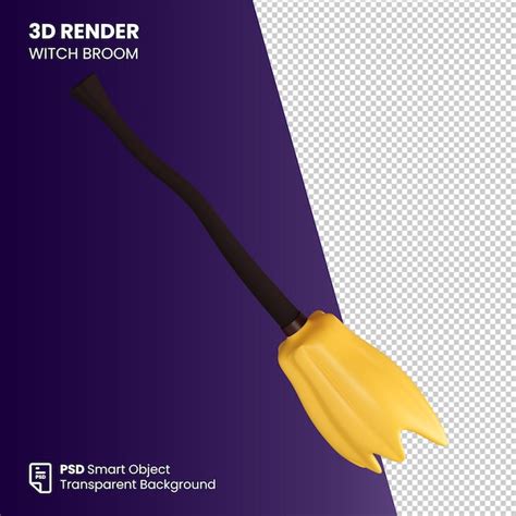 Premium PSD Halloween Witch Broom 3d Render Illustration