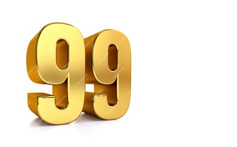 Premium Photo Ninety Nine 3d Illustration Golden Number 99 On White