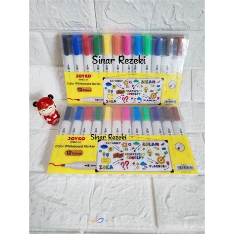 Jual 1 Set 12 Warna Spidol Papan Tulis Warna Joyko Color Whiteboard