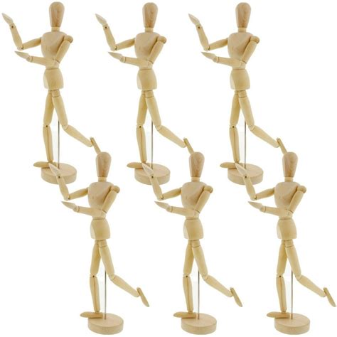 Pack Of 6 Manikins Us Art Supply® Wood 8 Artist Drawing Manikin