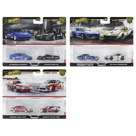 Hot Wheels Car Culture Packs Set Twin Pack Dash N Nissan Silvia Nissan Race Cars Corvette