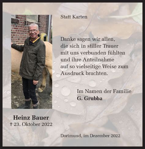 Traueranzeigen Von Heinz Bauer Sich Erinnern De