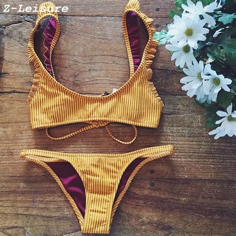 Colorful Striped Bikinis Set Low Cut Swimsuit 2018 New Swimsuit Women