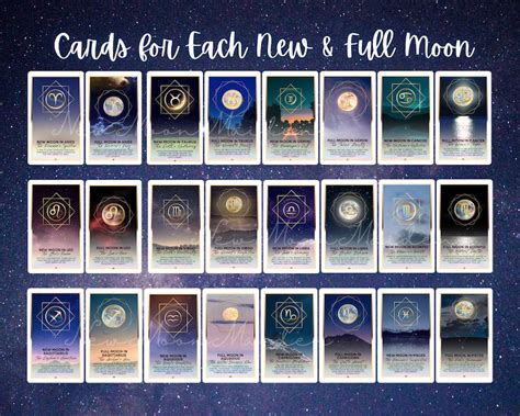 Mystic Moon Oracle Deck Printable Divination Cards 44 Card Moon Magic