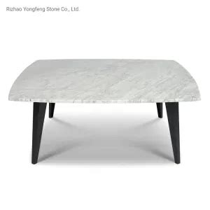 Square Carrara White Marble Coffee Table With Metal Legs China