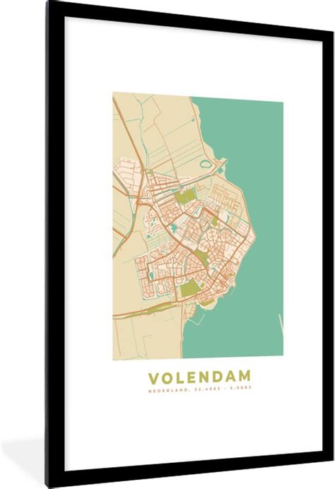 Fotolijst Incl Poster Kaart Plattegrond Volendam Stadskaart