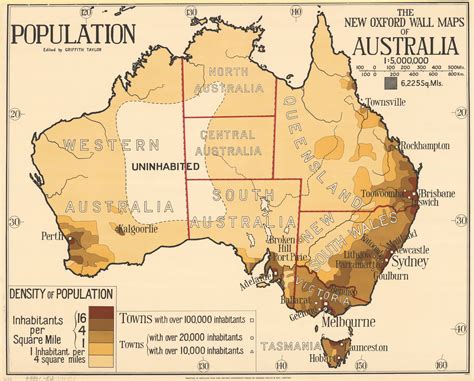 1920s Population Density Map Of Australia Australia Map Old Maps