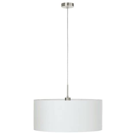 Eglo Pasteri 1 Light Ceiling Pendant Satin Nickel With White Fabric