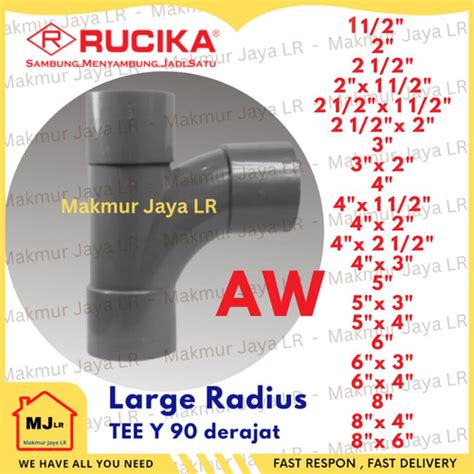 Jual Large Radius Tee Y Rucika Aw Inch T Way