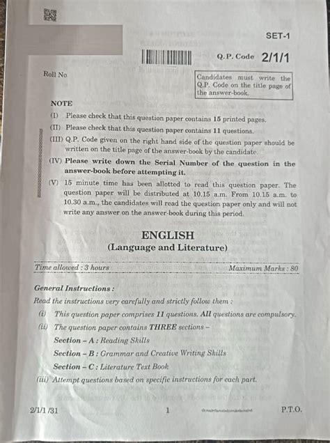 Class 10 English 2024 Paper Pdf 2024 Hadria Anna Diana