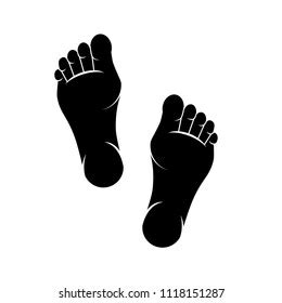 Vektor Stok Human Feet Black Silhouette Symbol Footprint Tanpa Royalti