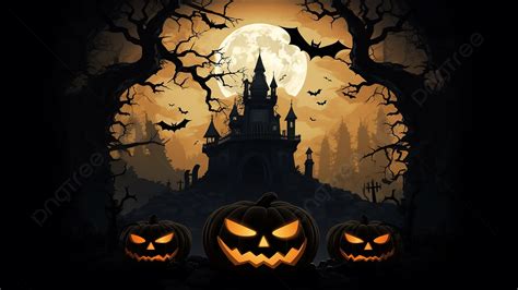 Halloween Horror Night Background, Illustration Embellishment, Cartoon ...