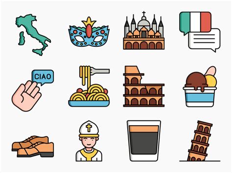 80 Italy Icon Set - Flat Icons