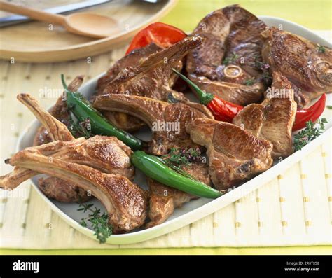 Grilled Lamb Chops Stock Photo Alamy