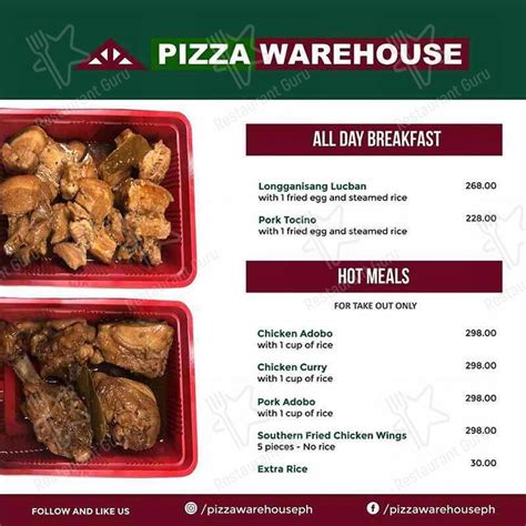 Menu At Pizza Warehouse Pizzeria Makati Nd Floor Glorietta