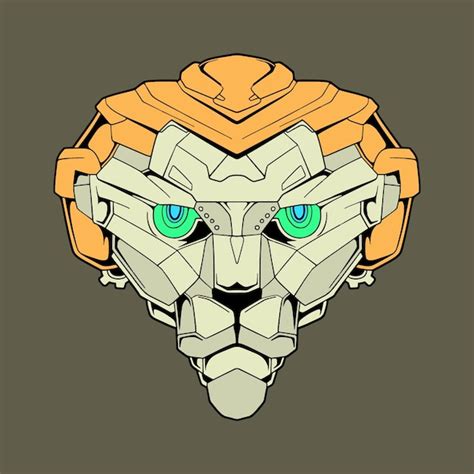 Premium Vector | Simple lion robot drawing design illustration