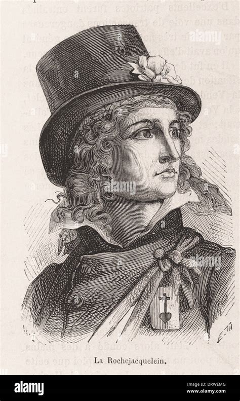 Portrait Of La Rochejacquelein French Engraving Xix Th Century Stock