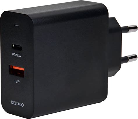 Deltaco Usbc Ac Wandoplader Met Dubbele Poorten Usb A Usb C Pd