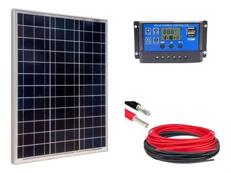 Kit Painel Placa Energia Solar 30wp Pwm 30a Cabo Parcelamento Sem Juros