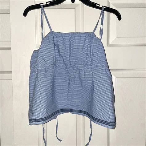 Blue And White Baby Doll Tank Top It Has An Open Back Depop