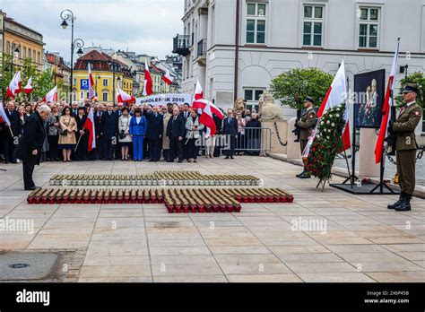 Warsaw Mazovia Poland Th Apr Jaros Aw Kaczy Ski Bows In