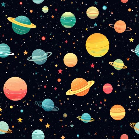 Premium AI Image | Space galaxies celestial bodies seamless pattern