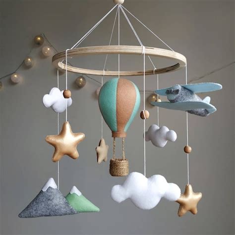 Hot Air Balloon Baby Crib Mobile Balloon Nursery Travel Etsy
