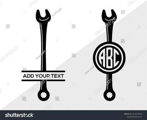 Wrench Monogram Svg Printable Vector Illustration Stock Vector Royalty