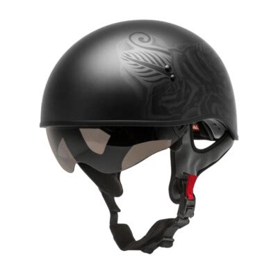 Gmax HH 65 Matte Black Devotion Naked Motorcycle Half Helmet Adult Size MD EBay