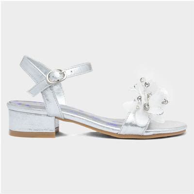 Lilley Sparkle Kids Silver Floral Heeled Sandals-208028 | Shoe Zone