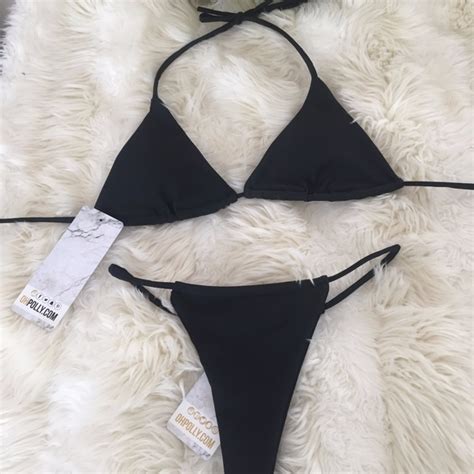 Oh Polly Swim Oh Polly String Leader Micro Triangle Bikini Black Poshmark