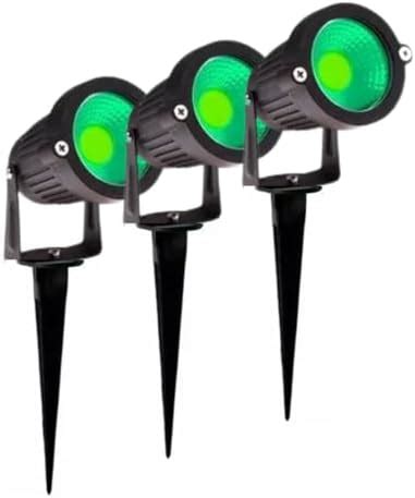 Kit 3 Espeto Led Jardim Bivolt 7W Prova D água Iluminação Verde