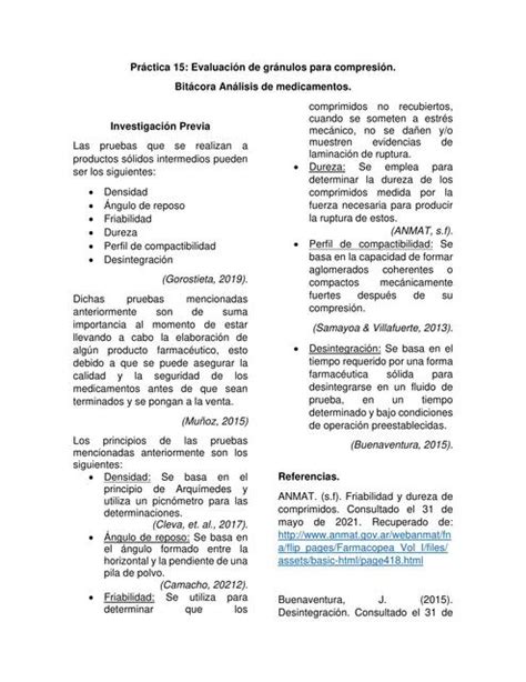 Evaluación de gránulos para compresión Chemnotes by DM uDocz