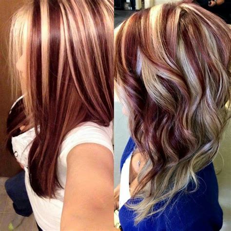 Brown Hair Color With Red And Blonde Highlights