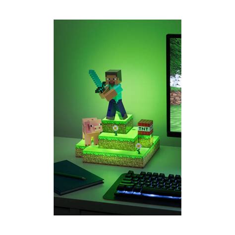 Minecraft Lampe Diorama Steve Cm Figurine Discount