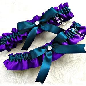 Regency Purple And Teal Wedding Bridal Garter Set Bridal Etsy