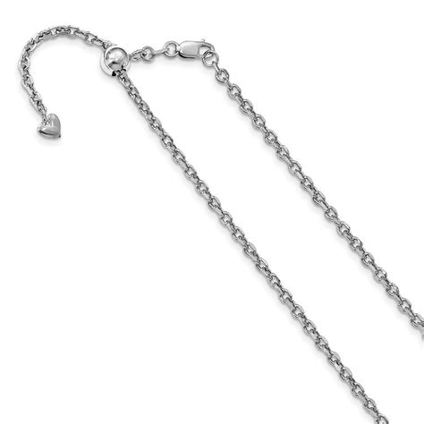 Jewelryweb 14k White Gold Adjustable Semi Solid Chain Necklace