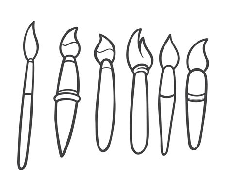 Paintbrush set with hand drawn sketch and outline style 17136756 Vector