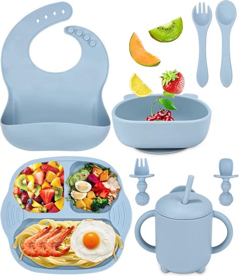 Coffret Repas Bebe Lot de 6 Pièces avec Assiette Ventouse pour Bébé