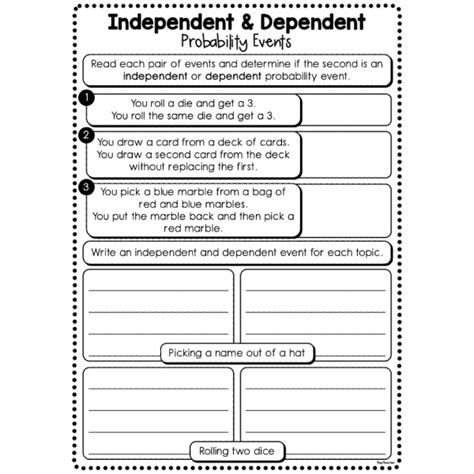 Independent And Dependent Probability Events Worksheet Top Teacher