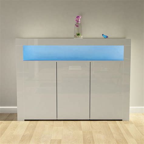 Panana Sideboard Storage Cupboard High Gloss Front Cabinet Rgb Multicolor Led Lighting With 3