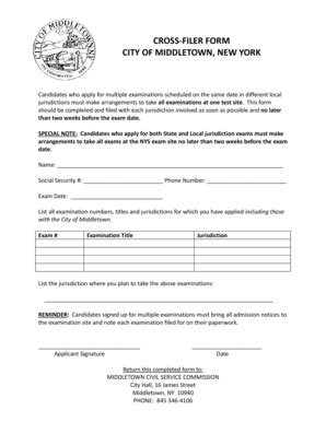 Fillable Online Cross Filer Form City Of Middletown Fax Email Print