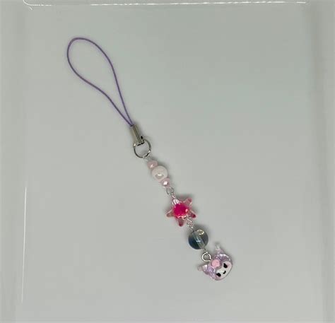 Mini Kawaii Sanrio Beaded Phone Charms Kuromi My Melody Cinnamoroll Keropi Pochacco